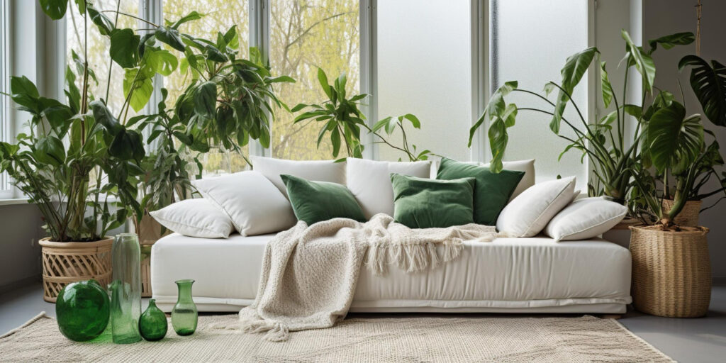 idée de salon décorer par des plantes